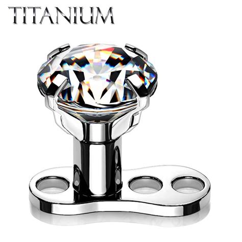 Dermal Anchor G Flat Round Top Clear Cz Gem Internally Threaded