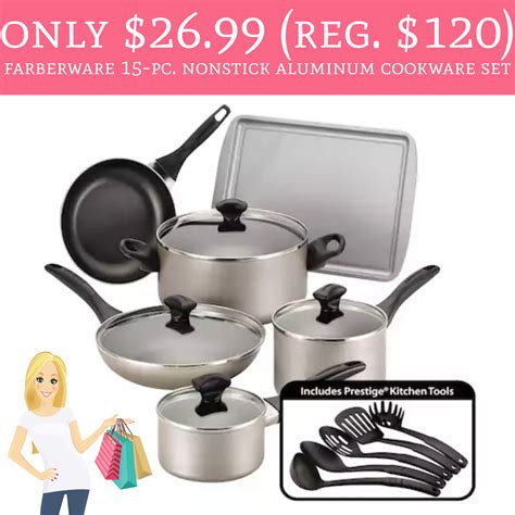 Reg Farberware Pc Nonstick Aluminum Cookware Set Deal Hunting Babe