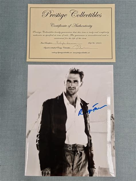 Autographed X Photograph Signed By Ralph Fiennes Certificate Of