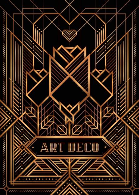 Premium Vector The Great Gatsby Deco Style Vector Golden Roses And Heart