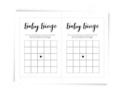 Baby Bingo Baby Shower Game Bingo Game Black White Boy Girl