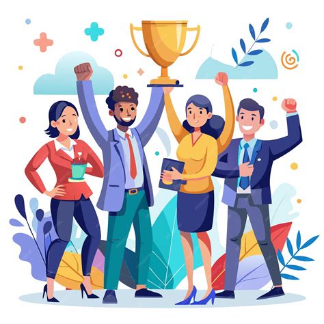 Teamwork Achieves Success Celebrating Triumph Together | Premium AI