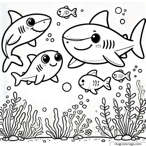 Dibujo De Familia De Tiburones F Cil Para Colorear Para Imprimir En