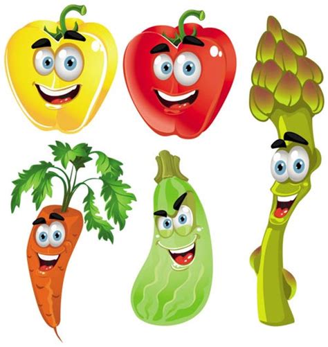 Happy vegetables cartoon vectors