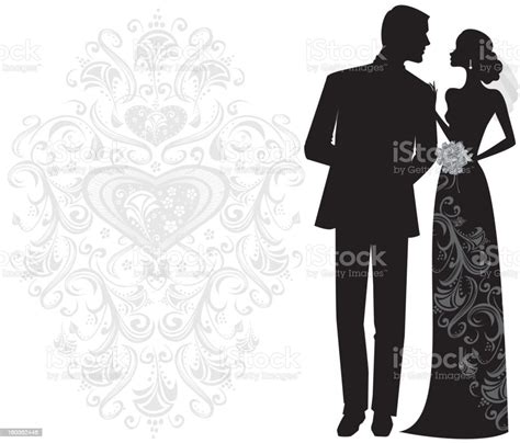 Siluet Pengantin Elegan Baru Saja Menikah Ilustrasi Stok Unduh Gambar