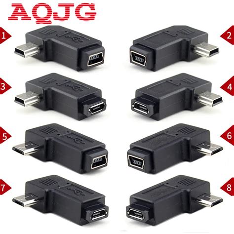 90 Degree Left And Right Angled Mini Usb 5pin Female To Micro Usb Male