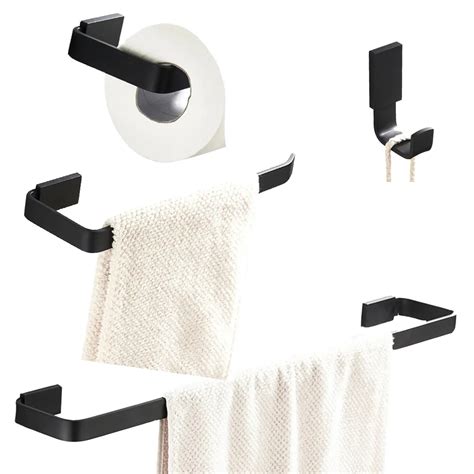 Leyden Black Brass 4pcs Bathroom Accessories Set Wall Mounted Single