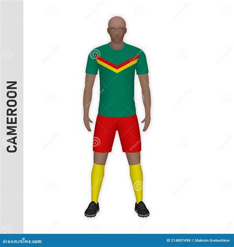 3D Realistic Soccer Player Mockup. Cameroon Football Team Kit Te Stock