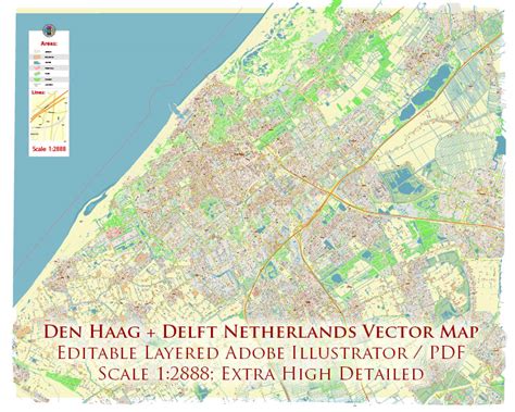 den haag  hague delft netherlands city vector map exact high detailed editable adobe