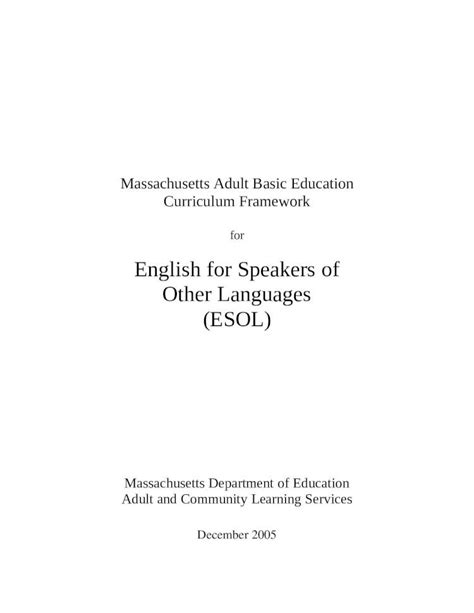 Doc Esol Curriculum Framework For Adult Basic Education Dokumentips