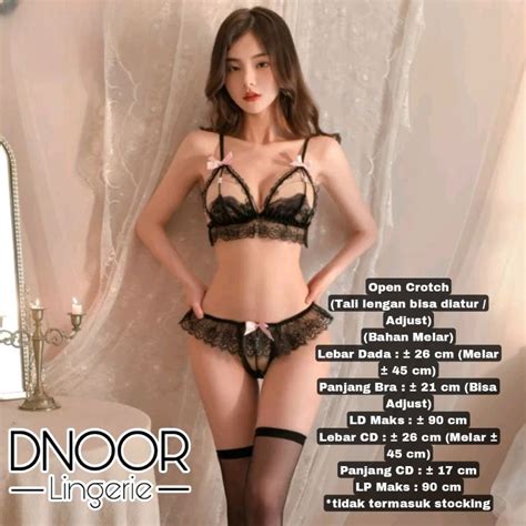 Jual Lingerie Set Bra Dan G String Transparant Pita Bunga Seksi Baju Dinas Malam Kado Nikah