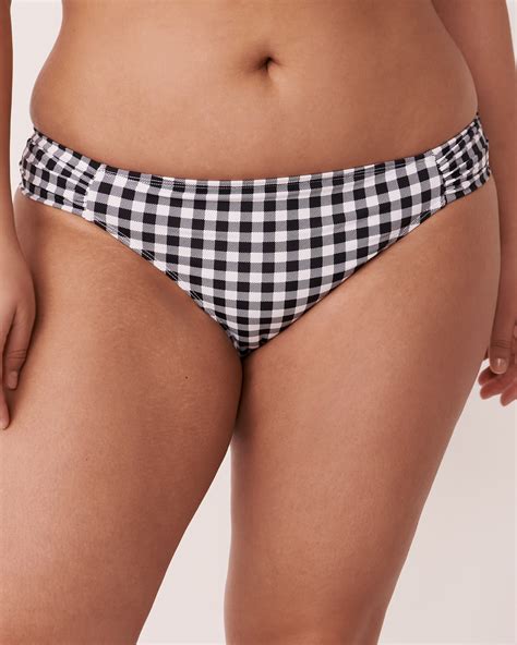 Gingham Gathered Sides Bikini Bottom Monochrome Gingham La Vie En Rose