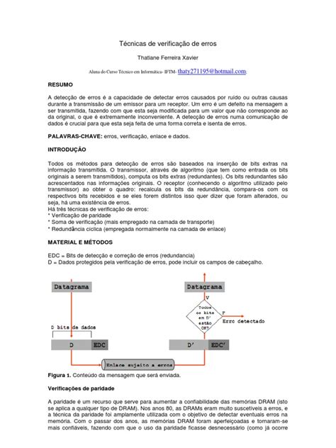 Descreva Como Podemos Verificar Erros Nos Vínculos Dos Objetos - Técnicas de Detecção de Erros em Dados | PDF | Erro de detecção e ...