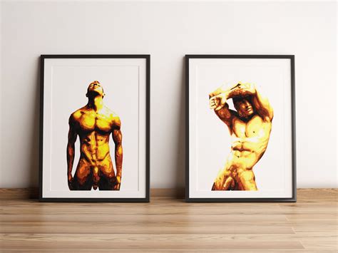 Set Of Watercolor Water Queer Artwork Print Nude Male Etsy