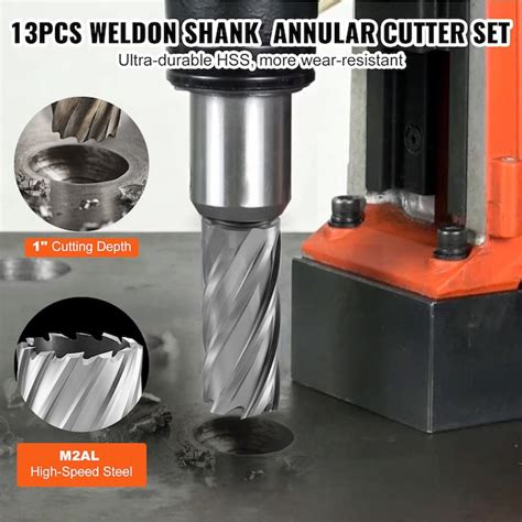 vevor annular cutter set  pcs weldon shank mag drill bits
