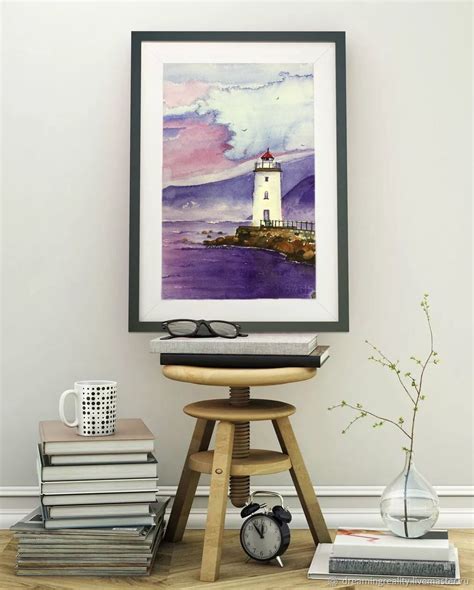 Акварель море «Маяк в тумане» / Картина море – заказать на Ярмарке ...