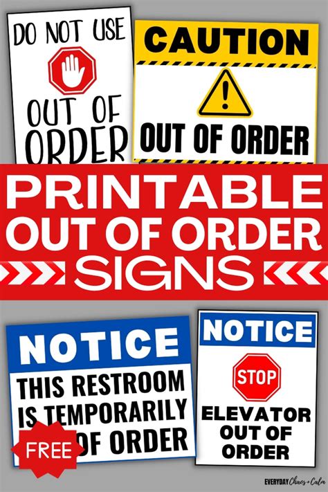 Free Printable Out Of Order Signs