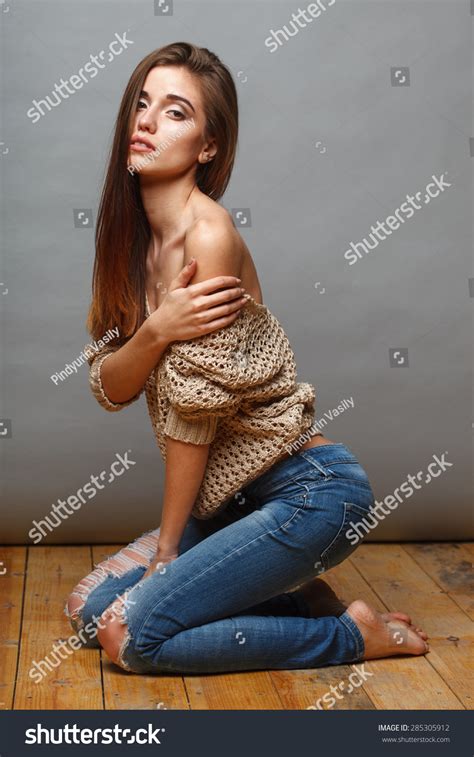 Attractive Brunette Fashion Model Woman Naked Stock Photo Edit Now 285305912