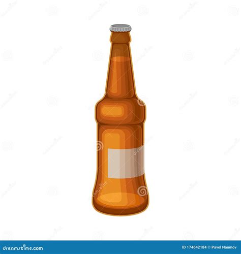 Full Glass Bottle Of Beer Isolated On White Background Vector Illustration Stock Vector