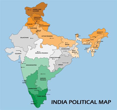 Mapa Esquemático De Los Estados De La India