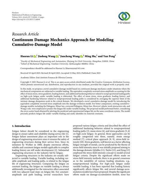 continuum damage mechanics approach  modeling cumulative