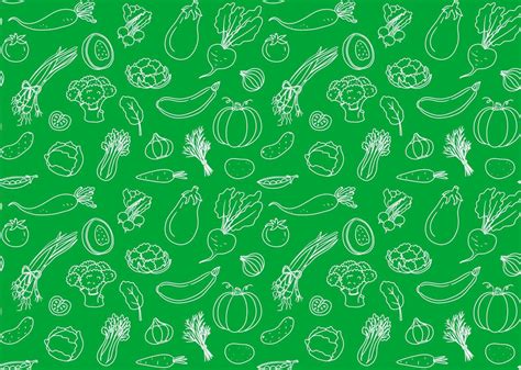 Green Vegetable Seamless Pattern Organic Food Background Fresh Doodle