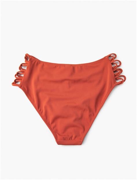 Kahve Kad N Y Ksek Bel Bikini Alt Pencere Detayl Biyeli Sak Bm