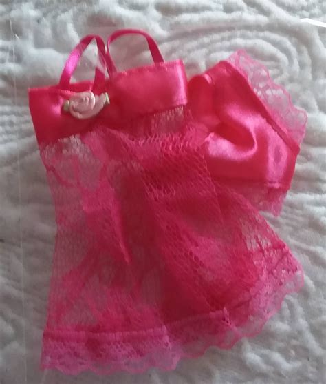 Miniature Dollshouse Barbie Hot Pink Sexy Negligee Matching Panties
