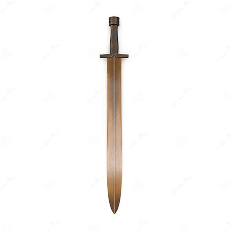 Greek Xiphos Sword On White Top View 3d Illustration Stock