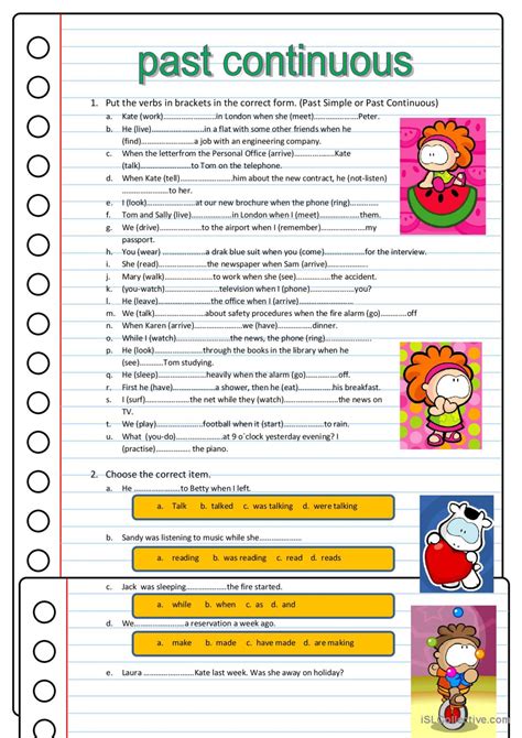 Past Simple And Past Continuous English Esl Worksheets Pdf And Doc