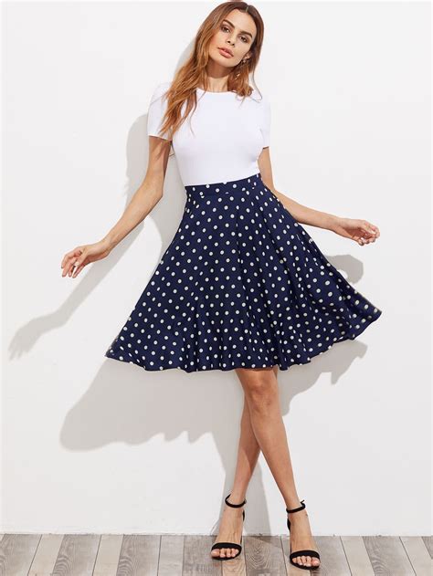 Shein Hidden Pocket Detail Polka Dot Circle Skirt Polka Dot Skirt