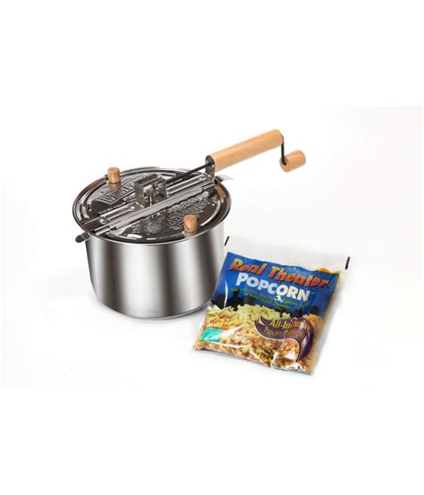 Stainless Steel Whirely Pop Stove Top Popcorn Popper With Metal Gears Bonton