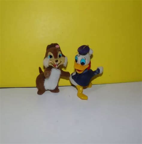 Vintage Walt Disney Plastic Flocked Christmas Ornaments Hong Kong