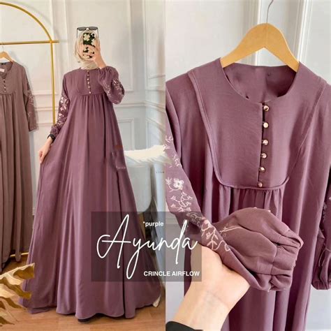 Jual COD Ayunda Dress Maxy Cringkle Airflow Polos Basic Fit To XL