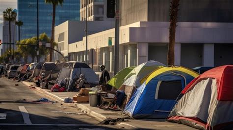 Premium Photo Homeless Tent Camp On A City Street