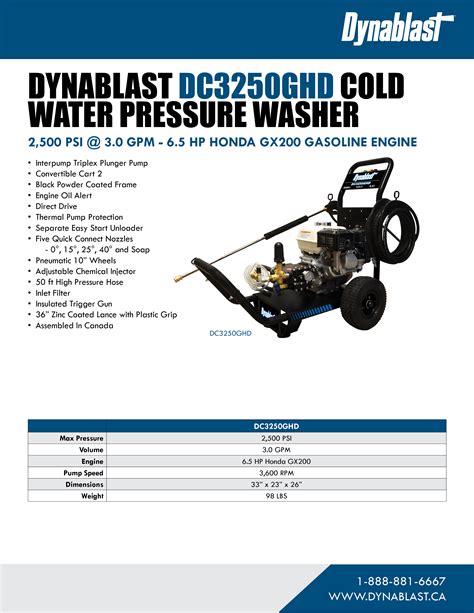 Dynablast DC3250GHD Cold Water Pressure Washer