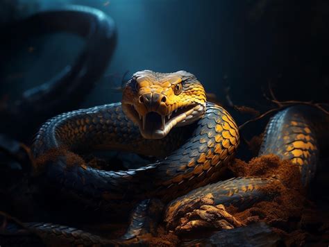 Premium Ai Image A Snake With Its Mouth Open