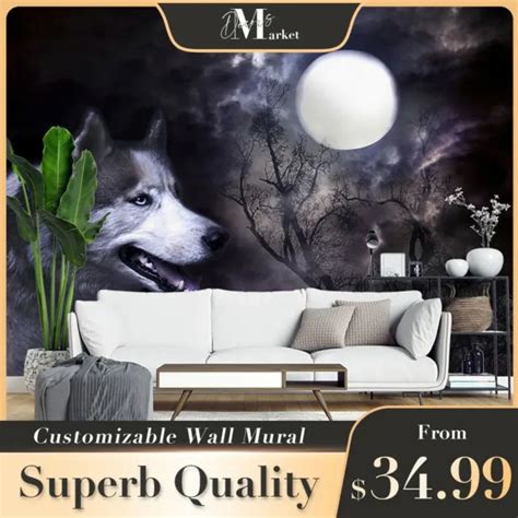 Wolf Moon Animals Wild Animals 3d Wall Mural Australia Designer