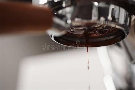 Extracting Espresso With Naked Portafilter Closeup Stock Image Image Of Maker Naked
