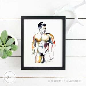 Naked Man Print Queer Watercolor Male Nude Painting Nude Male Art Sensual Paintings Gay Artwork