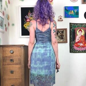 Vintage Hand Dyed Vanity Fair Slip Full Slip Dress Hand Dyed Lingerie Green Blue Galaxy