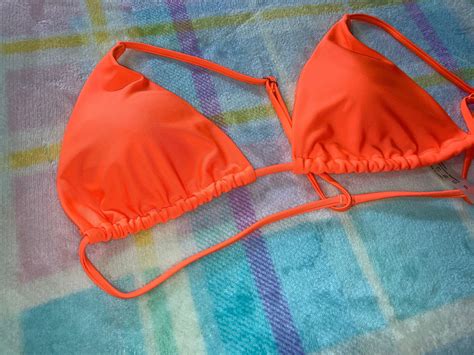 Shein Neon Triangle Bikini Top Women S Fashion Swimwear Bikinis