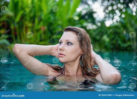 Portrait Of A Cute Blonde Stock Image Image Of Forest 203418401