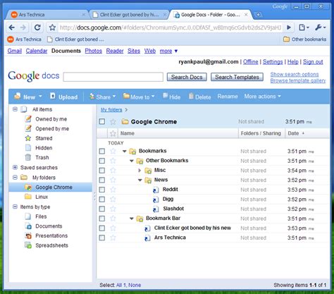 Hands On Bookmark Sync Lands In Chrome Developer Builds Ars Technica