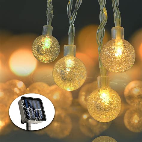 Solar String Lights, 19.7Ft 30 LED Waterproof Crystal Ball Solar ...