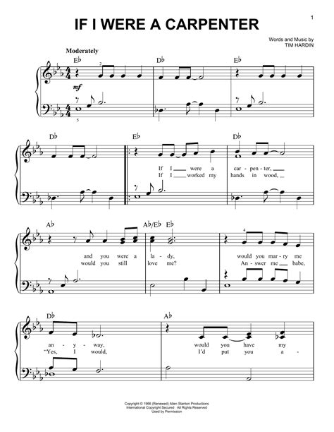 If I Were A Carpenter | Sheet Music Direct