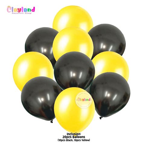 20pcs Yellow and Black Balloons Party Needs Balloon Clayland | Shopee ...