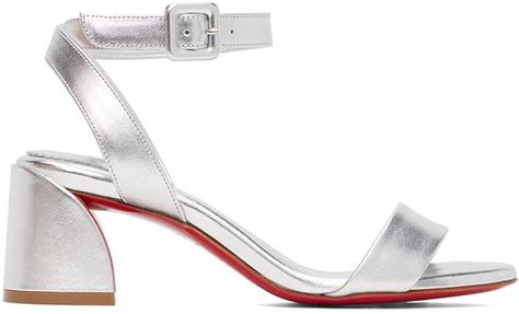 Christian Louboutin Silver Miss Sabina 55 Heeled Sandals In Black Lyst