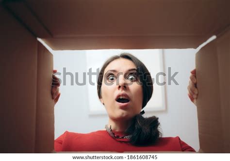 68 Woman Happy Reaction Inside Box Images Stock Photos 3d Objects