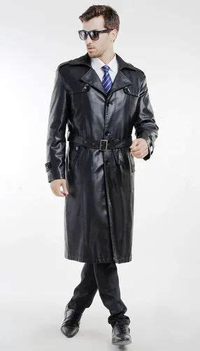 Sale Men S Long Leather Trench Coat In Stock